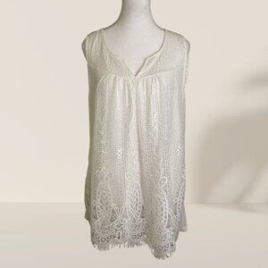 ✨ Style & Co White Lace Boho Sleeveless Tunic – M (NWT)